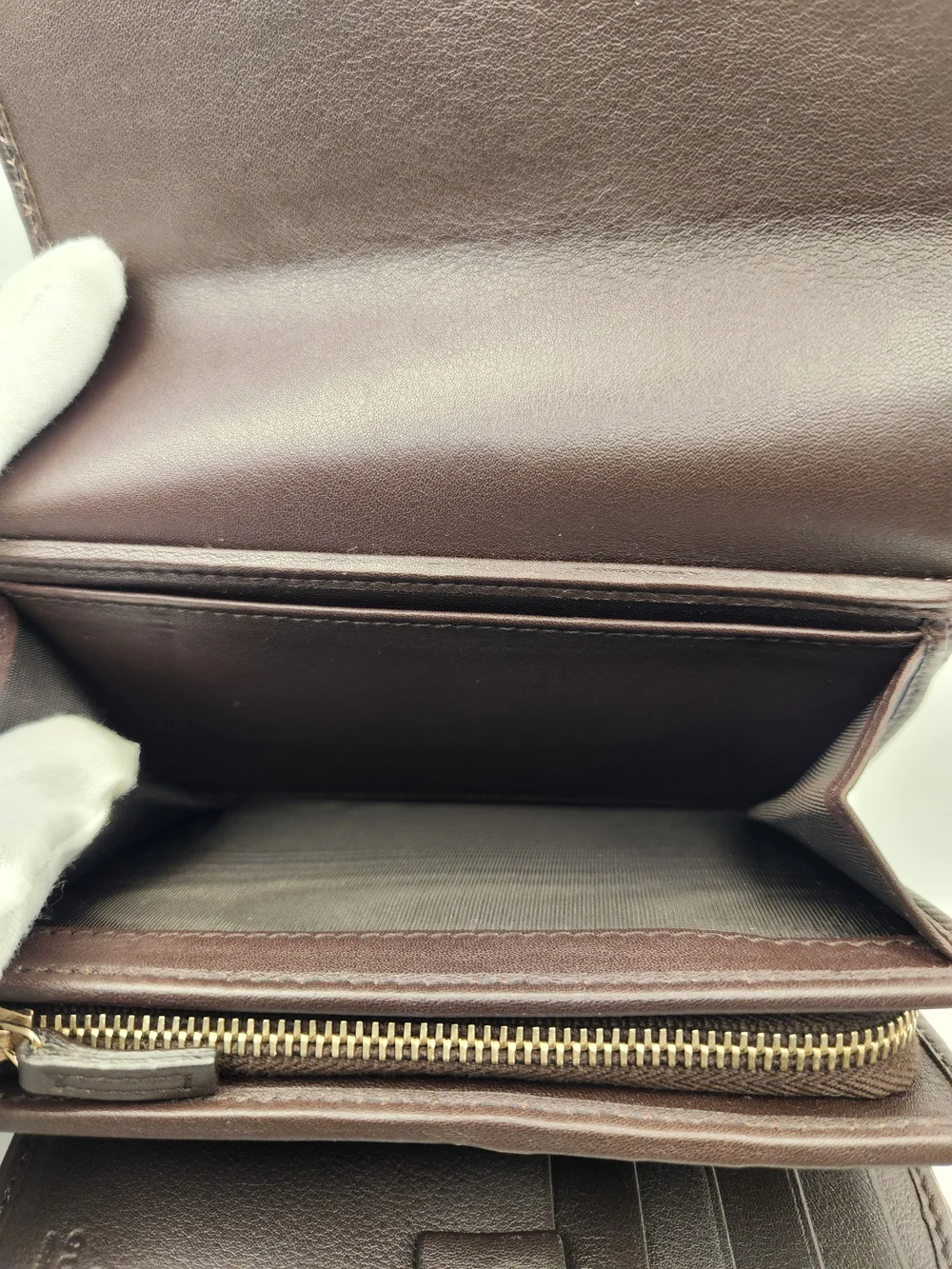 Vintage Gucci Guccissima Brown Leather Metal Bar Wallet